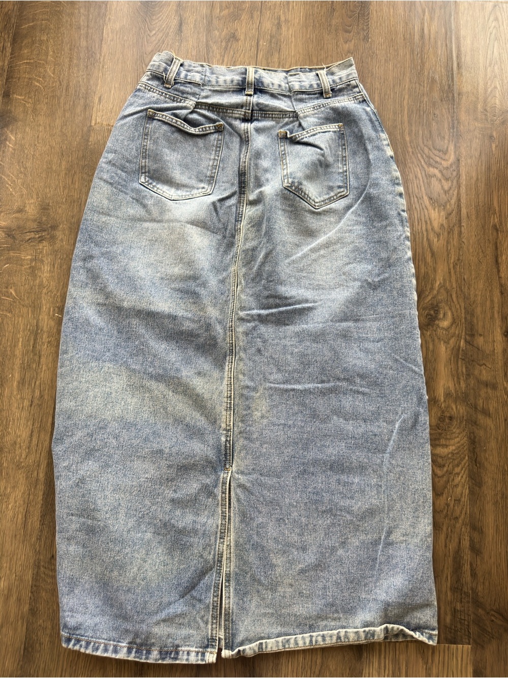 Cider Light Blue Patchwork Wide-Leg Denim Skirt - Picture 7 of 12